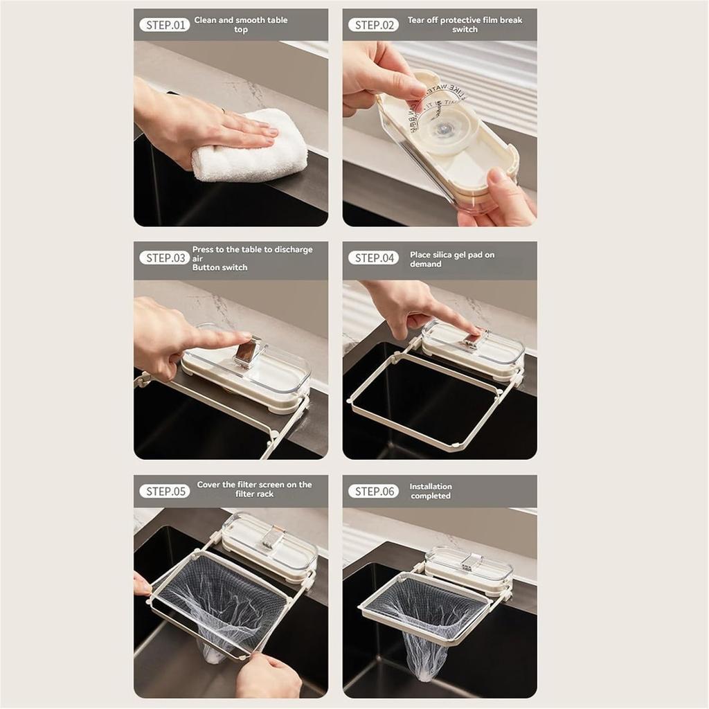 Фильтр для мойки Kanggoulu, вращающийся фильтр для кухонной мойки с 100 фильтрующими сетчатыми мешками, держатель фильтра-ловушки для еды для угловой мойки (черный)