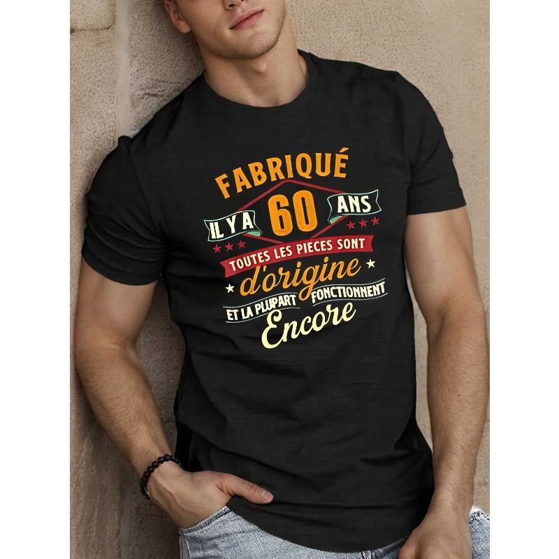 Мужская винтажная футболка с коротким рукавом европейского размера, 60-летняя - Ретро, повседневная, с круглым вырезом, летний топ, приталенная, машинная стирка, повседневная одежда для теплой погоды