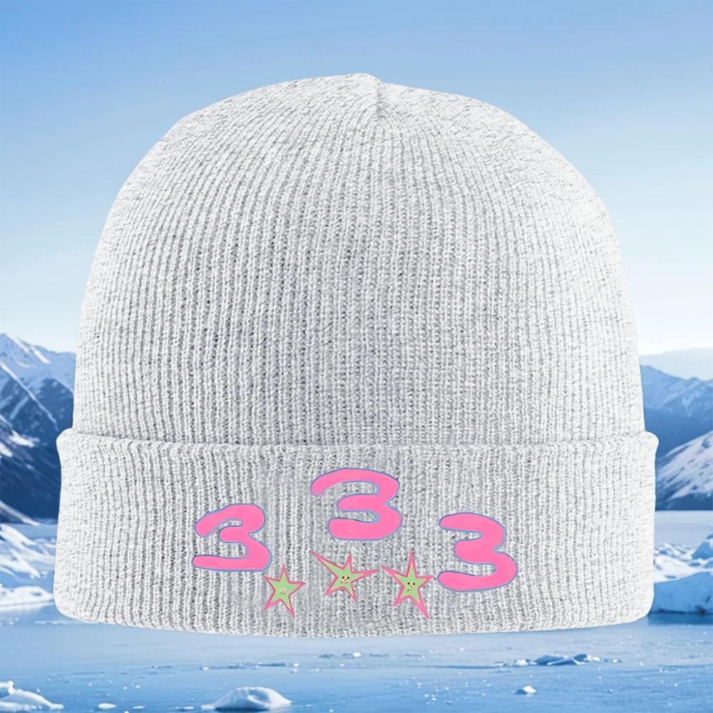 Three number figurescartoon stars art Knitted Hat Unisex Women Unisex Beanie Pullover Cap Winter Thermal Warm Christmas Outdoor C