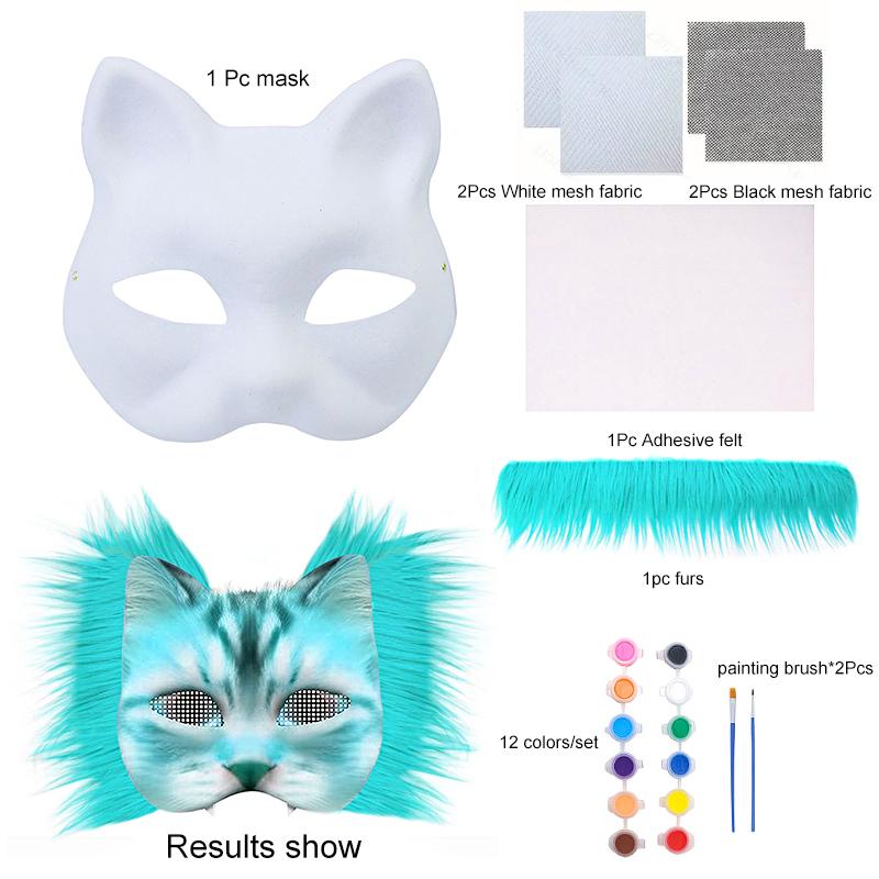1 Набор Полуфабрикат Маска Маска Лисы Кошки Набор Масок для DIY Праздничные Принадлежности Сумка с Материалами для DIY Косплей