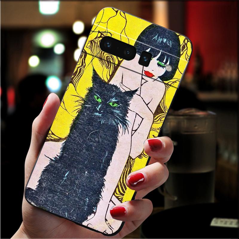 For Google Pixel 10 9 Pro XL Silicone Phone Soft Case For Google Pixel 9A 8A 7A 6A 5 Cover Shell Cat Lady Art