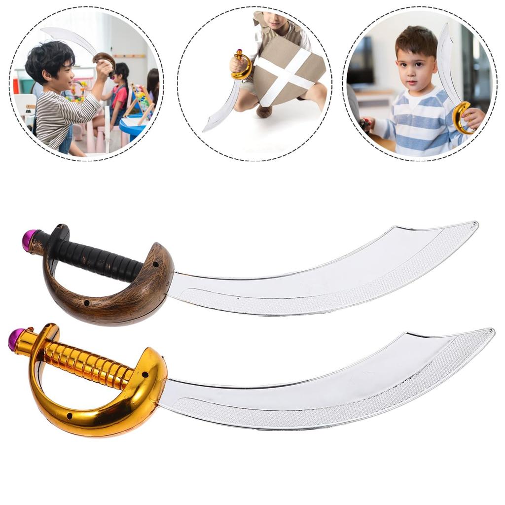 LIFKOME Pirate Knife Toy, Set of 2, Cosplay Goods, Pirate Sword, Costume, Pirate Sword, Plastic, Halloween Party Knife, Pirate Sword Prop