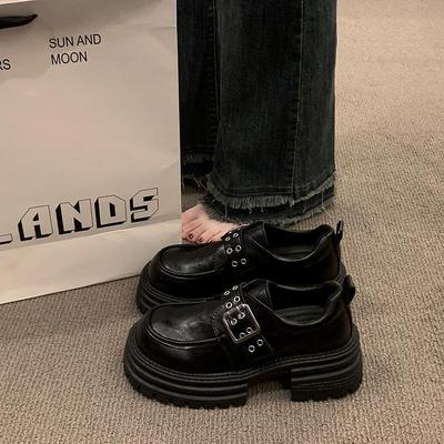 Мода Горячие Продажи 2025 Новый Стиль Обувь Женские Милые Тканевые Лоферы Толстая Подошва Увеличенный Каблук Винтажный Черный Противоскользящая Маленькая Кожа