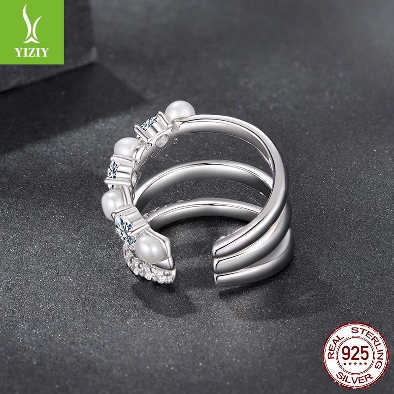 Freshwater Pearl Moissanite Ear Bone Clip Without Ear Hole Light Luxury Premium S925 Sterling Silver Ear Clip Earrings