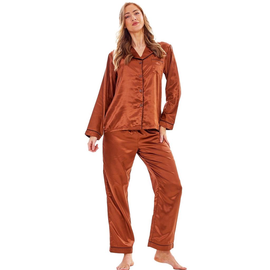 Keanu Womens/Ladies Satin Long Pyjama Set