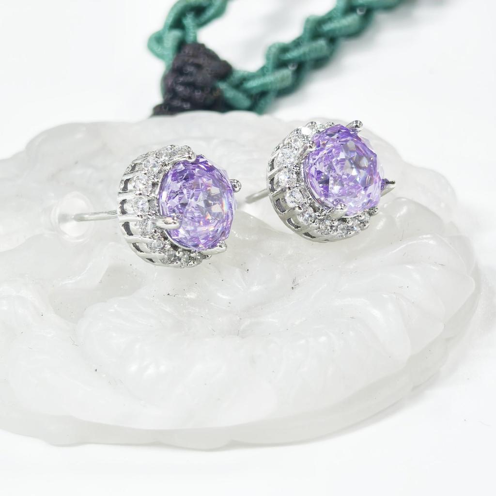 Gethin Jewelry Корейские серьги-пусеты и подвеска с цирконами огранки «Ледяной цветок»