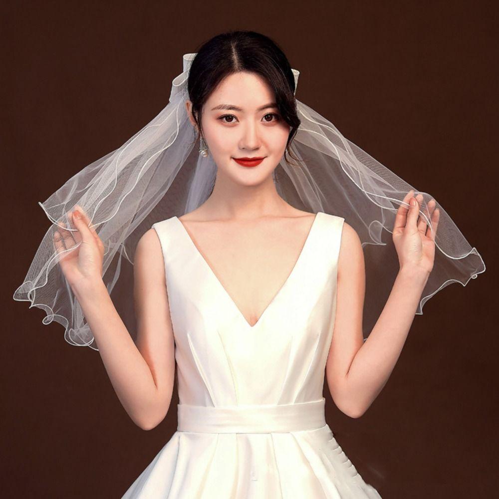 Зажим Милый Простой Тюль Двухслойная Фата Голова Невесты Газовая Свадебная Газовая Невеста Аксессуары