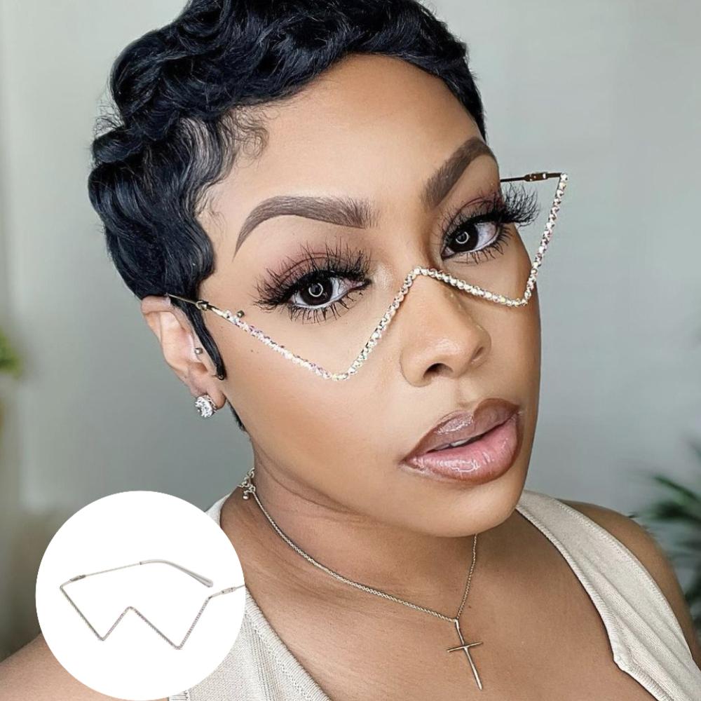 Золотая Металлическая Треугольная Оправа для Очков Женская Модная Декоративная Оправа Стильные Женские Очки