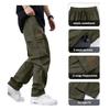 Мужские летние брюки с несколькими карманами, эластичным поясом на шнурке, свободные брюки-карго, однотонные уличные брюки для походов на свежем воздухе, кемпинга