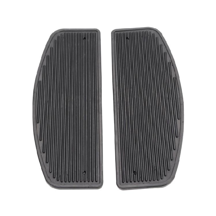 Hard Rubber Motorcycle Floorboard Insert Pair, Ribbed Front Replacement Pads, D-Shape Black Set, Left Right Pads, 30cm/11.8inch x 10.5cm/4.1inch