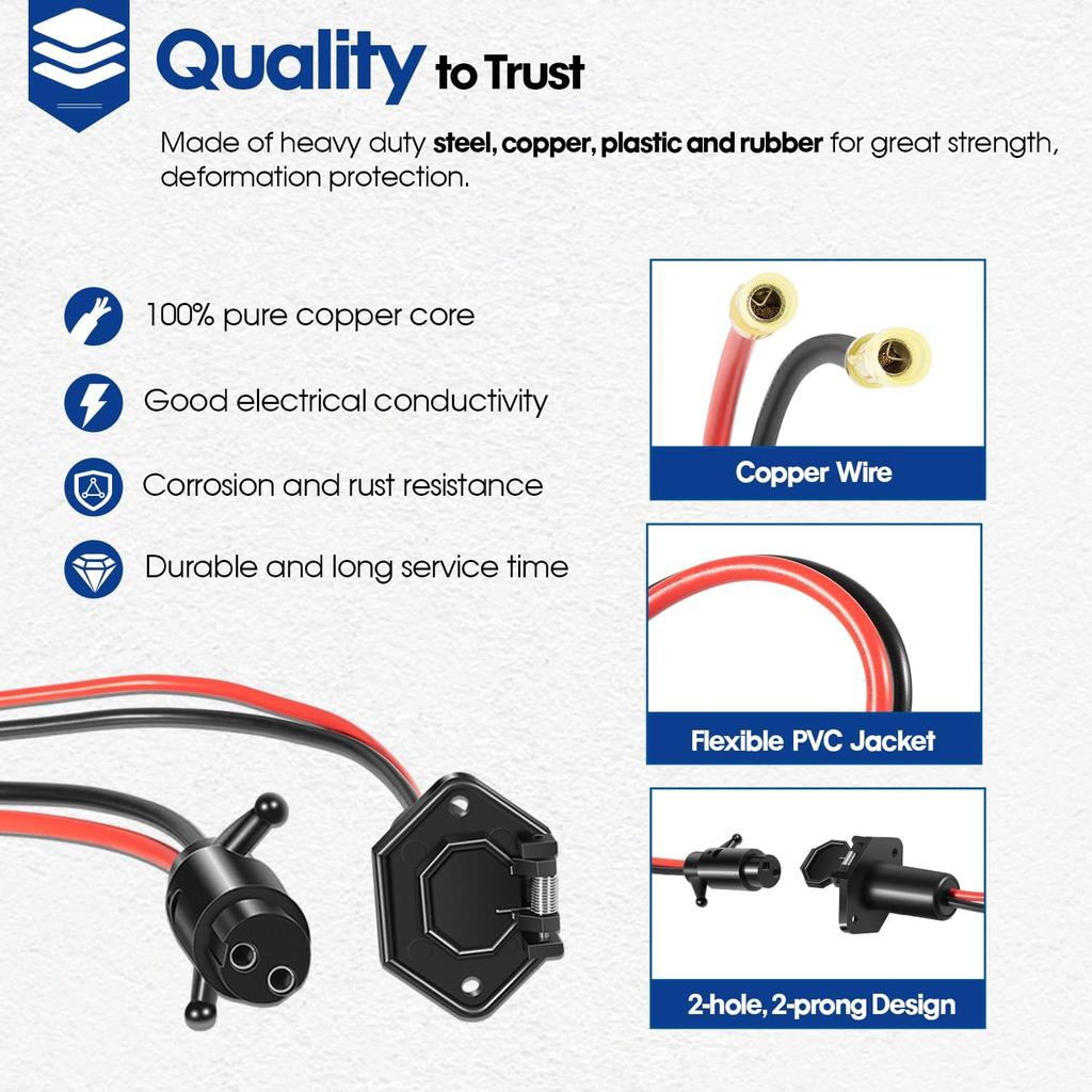 Trolling Motor Plug and Receptacle Set for Marine Boat, 14365-6 Male & 14366-6 Female Trolling Motor Connector 12 Volt/8 Gauge