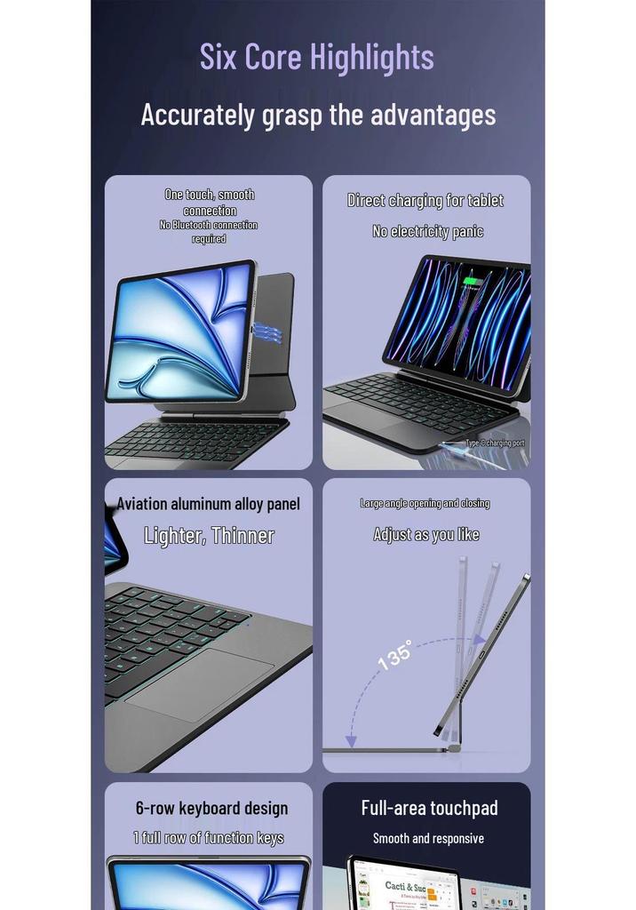 Совместимый чехол-подставка для iPad Magic Keyboard A16 из алюминиевого сплава, Air 11, магнитный Pro11, защитная крышка для планшета 10-го поколения.