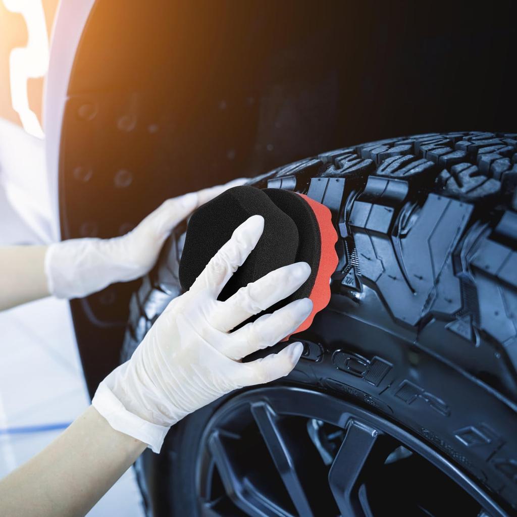 2 Pack Large Tire Shine Applicator Pad, Tire Hex Grip Applicator, Tire Shine Car Detailing Foam Sponge Tool, Reusable Car Cleaning Supplies After Car