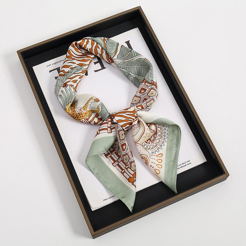 2024 Luxury Square Silk Scarf for Women Hijab Hair Bands Neckerchief Female Satin Shawl Ribbon Headband Fashion Wraps Bandana