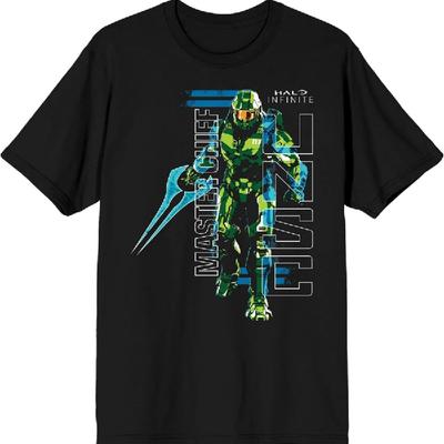 Halo Infinite Мастер Чиф Лого UNSC Футболка мужская черная с коротким рукавом и круглым вырезом