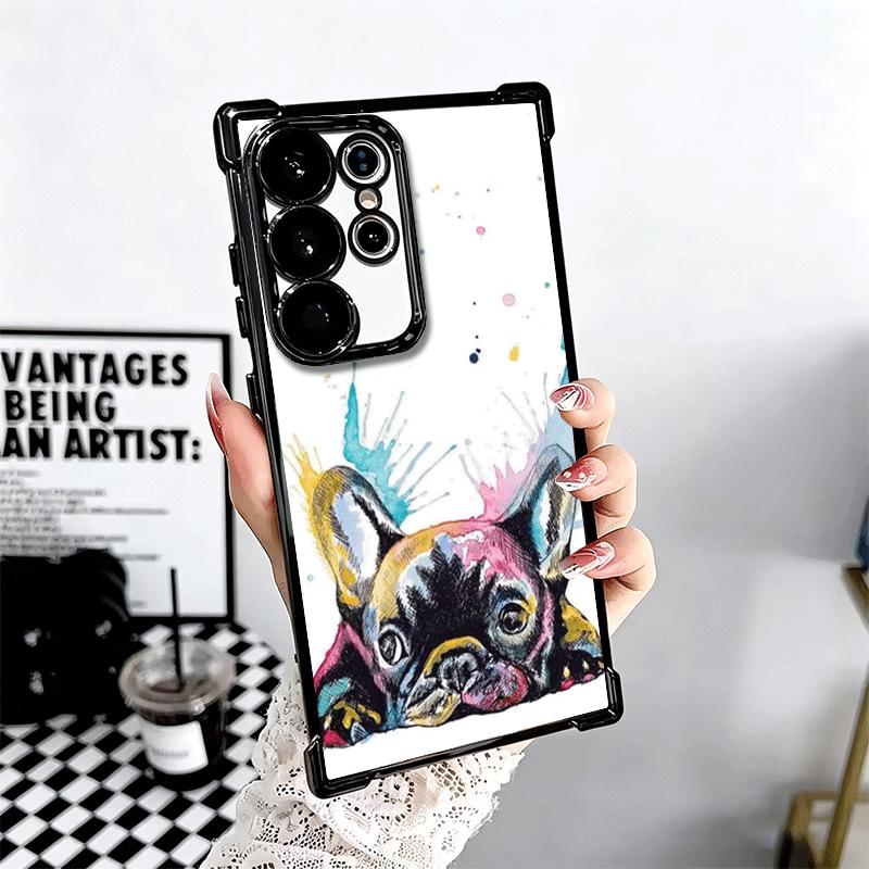 French Bulldog Dog Pug Design Plating Phone Case For Samsung Galaxy S24 S25 FE S26 Edge S23 Ultra S22 S21 Plus S20 Anti-Fall Air