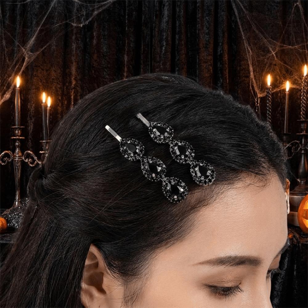 Black Spider Hair Clips Hair Pins Halloween Hair Clips Creative Rhinestone Barrettes Girls