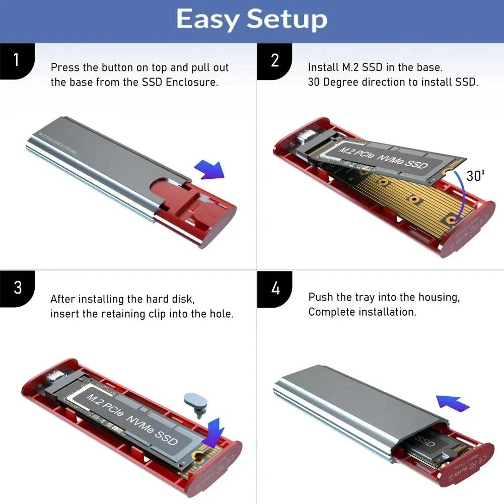 Корпус для SSD 10 Гбит/с M2 NVMe SATA, бокс для SSD M.2 NVME NGFF к USB 3.1, кабель Type-A на Type-C для аксессуаров M.2 SSD для ПК