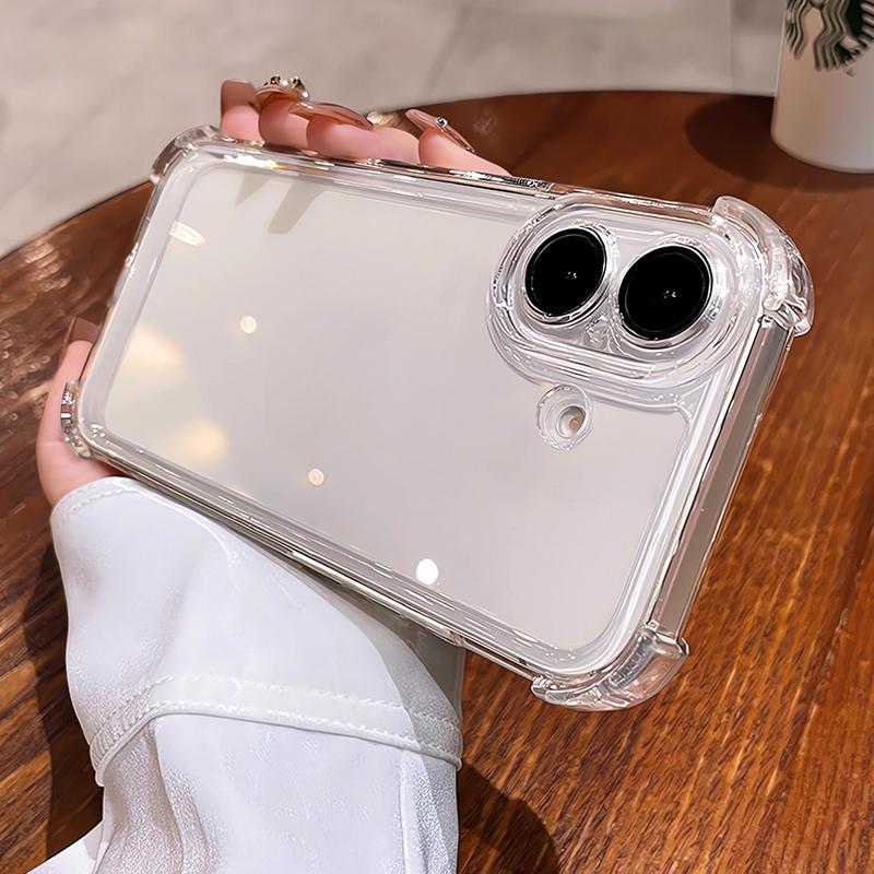 Luxury Transparent Plating Shockproof Phone Case for iPhone 16 15 14 13 Pro Max Soft Bumper Cover