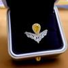 Кольцо-корона V-образной формы из стерлингового серебра 925 пробы с желтым бриллиантом в форме капли для указательного пальца