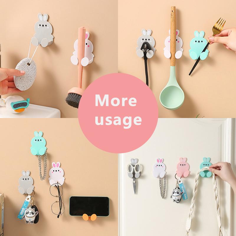 Cute Rabbit Plug Key Hook Kitchen Wall Hole Free Hook Soggiorno Phone Charging Rack Gancio Decorativo Multifunzionale