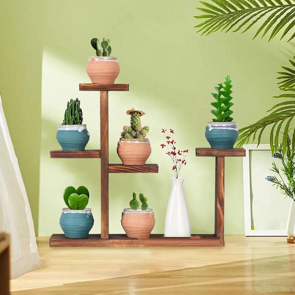 Wooden Plant Stand Desktop Tiered Flower Shelf Storage Holder Creative Display Rack Pot