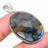 Natural Labradorite Gemstone Handmade 925 Sterling Silver Pendant 1.81" O1o99