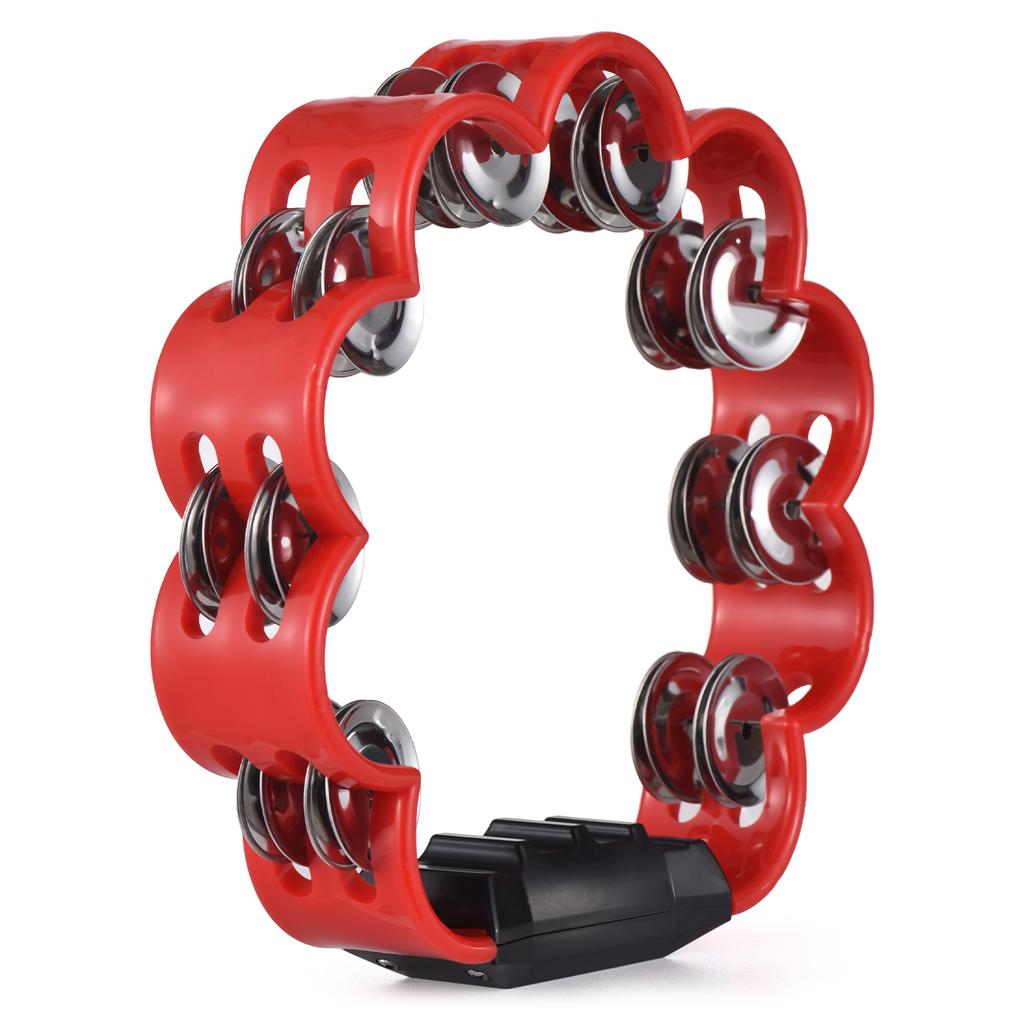 Tambourine for Adults Pleasant Jingle Sound Hand Cranked Bell Rings Metal Bell Sound Percussion Instruments Home School Party Supplies Double Jingles