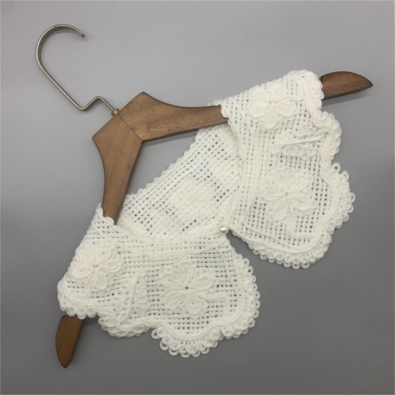 Korean Style Decorative Fake Collar Shawl Wrap Hollow Out Embroidery Sunflower Leaves Lace Necklace Vintage Short Poncho Capele