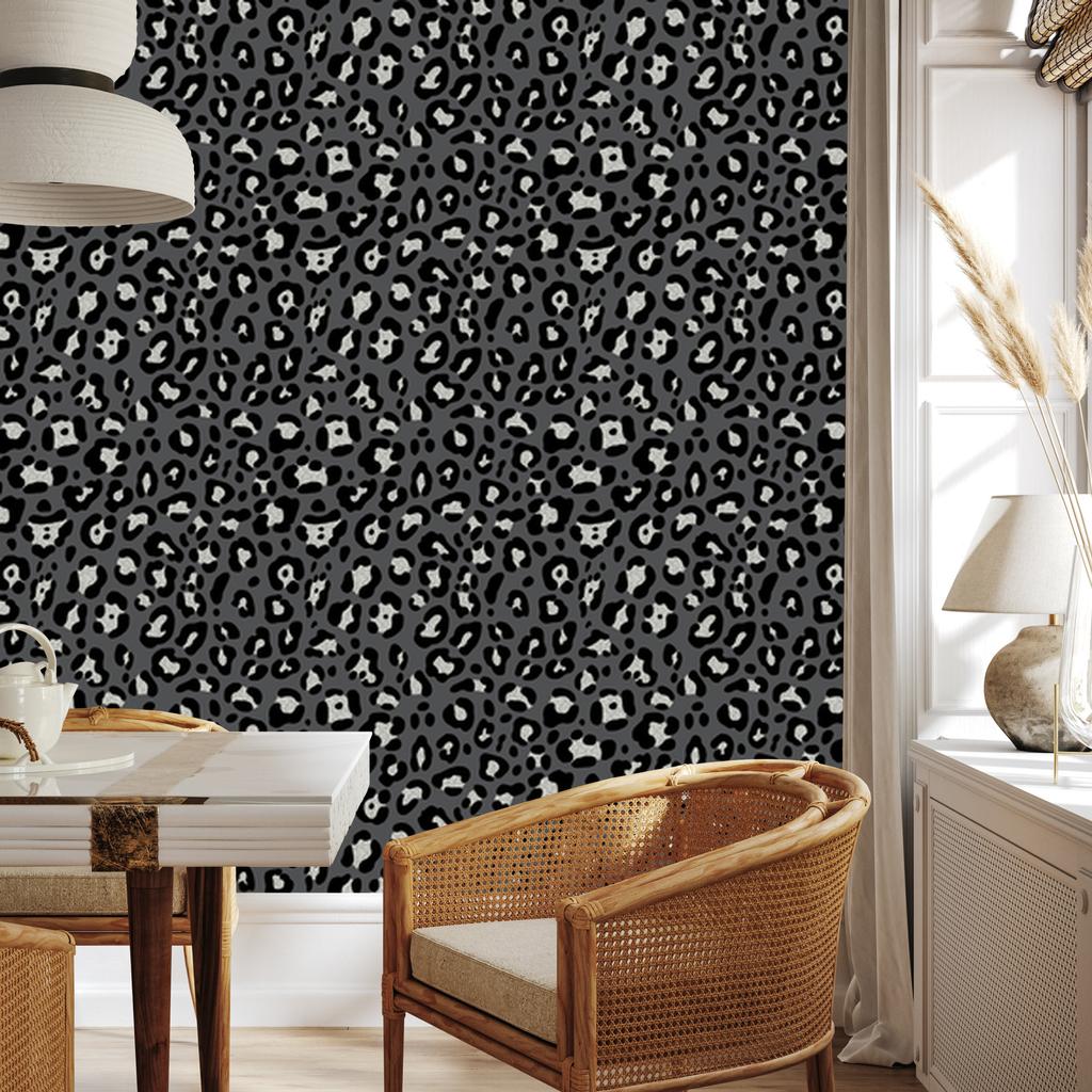 Gray Graphite Leather and Black Wallpaper for Living Room and Bedroom 50x1000