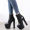 Women's Ankle Boots Thick Heels Women's Shoes 40 New 16CM High Heels Women's Ankle Boots Leather Spring and Winter