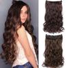 100CM Long Synthetic Curly Wavy Hair Clip In Hair Extension Heat Resistant Natural Hair Piece Black Brown For Women