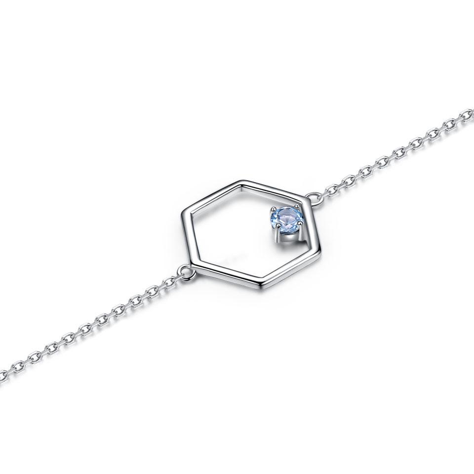 Umcho Natural Blue Topaz 925 Sterling Silver Bracelet For Women