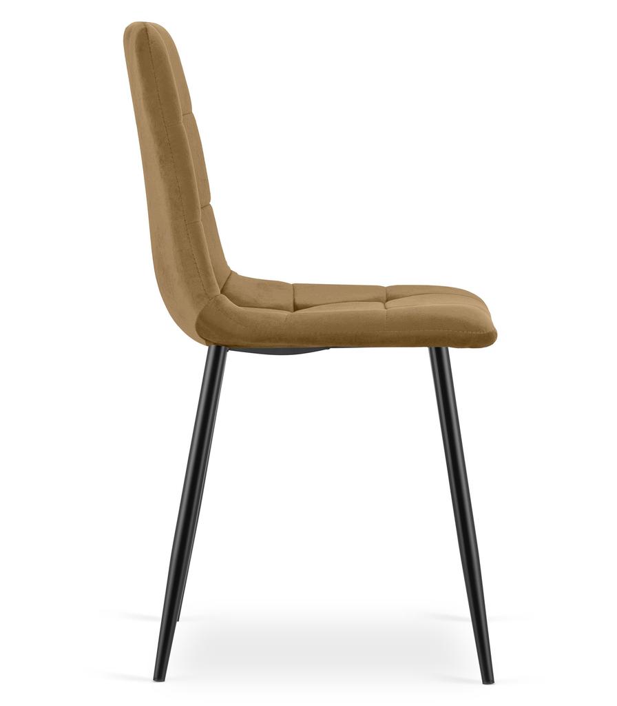 KARA chair - brown velvet / black legs x 2