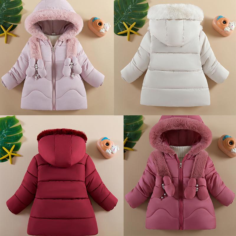Girls Padded Winter Jackets Children Thickened Down Coats New Hooded Cotton Clothing Kids Fashion Fur Collar Parkas