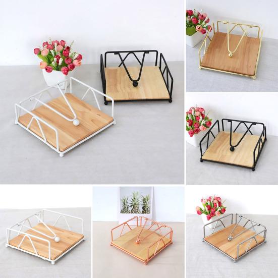 Плоский держатель для салфеток в деревенском стиле, металлический кухонный квадратный бумажный ящик, настольный диспенсер для салфеток