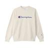 Champion Oatmeal Crew Neck Long Script Size S Men's Sweatshirt, Sleeve, Fleece, Logo, (C8-W043Z)