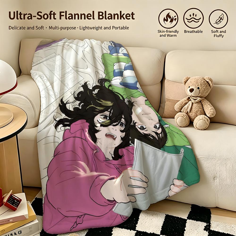 anime LLook Backk Throw Warm Soft Flannel Blanket Multiuse for Sofa Bed Camping Travel Nap