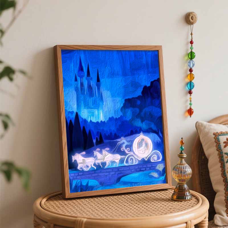 Disney Oil Painting Kit Cinderella Carriage Wall Art Home Bedroom Decor Handmade Gift for Fans