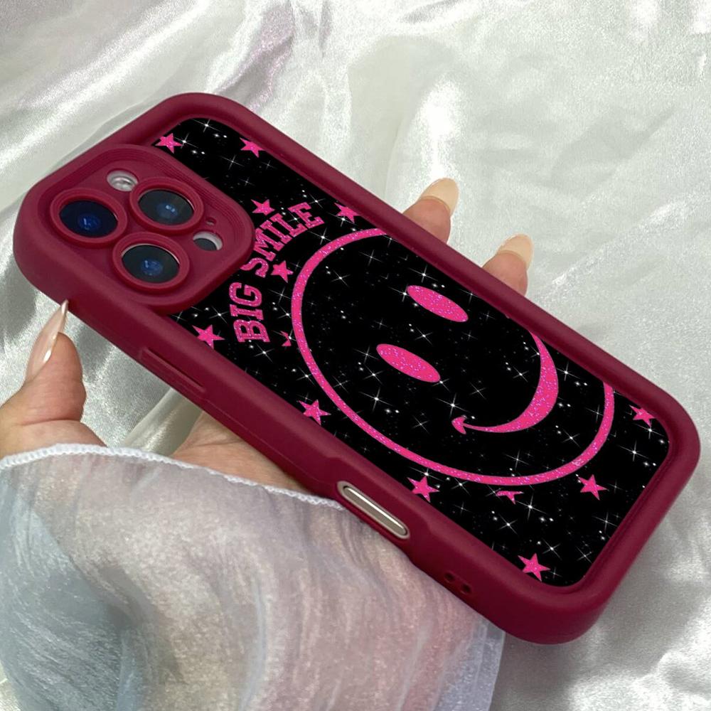 JT64 Чехол-накладка «Большая улыбка» для iPhone 17 16 Pro Max Samsung S26 S25 S24 S23 Ultra A17 A16 A07 A56 Xiaomi 15T Redmi Note 14 Pro Plus Мягкий ТПУ