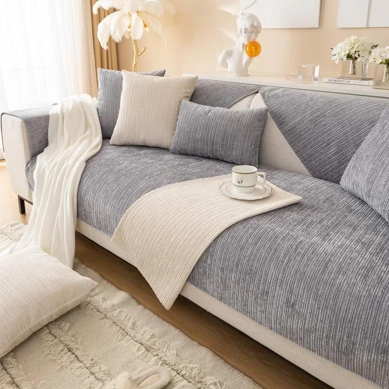 Luxury Chenille Sofa Cover Towel for Living Room Sofa Protective Slipcover Four Season Universal Combination Couch Cushion