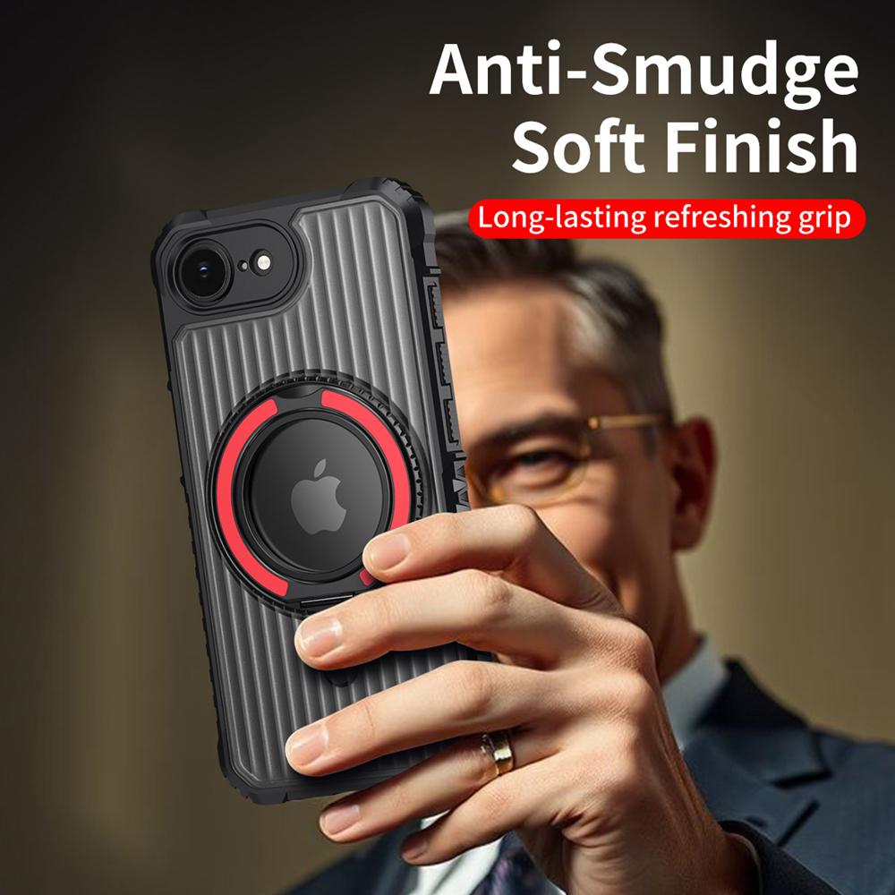 KEYSION Чехол-подставка с вращающимся на 360° кольцом для MagSafe для iPhone 16e 2025 Матовый прозрачный магнитный противоударный чехол для задней панели телефона