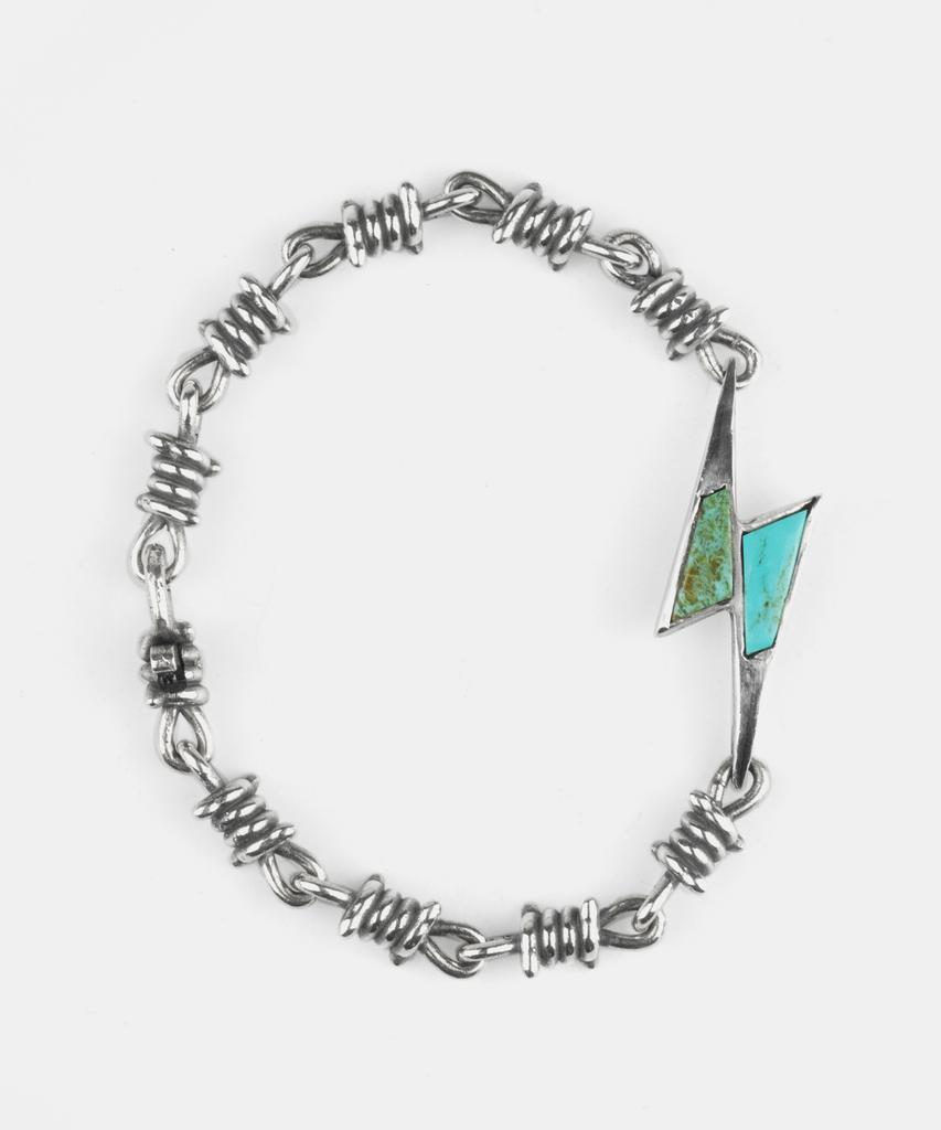 Sheen666 Thunder Pendant Bob Wire Silver Bracelet