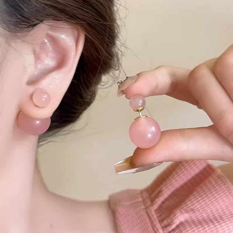 Двусторонние круглые серьги-шарики для женщин, легкие, роскошные, милые, универсальные, свежие, цветные, уникальные ювелирные аксессуары