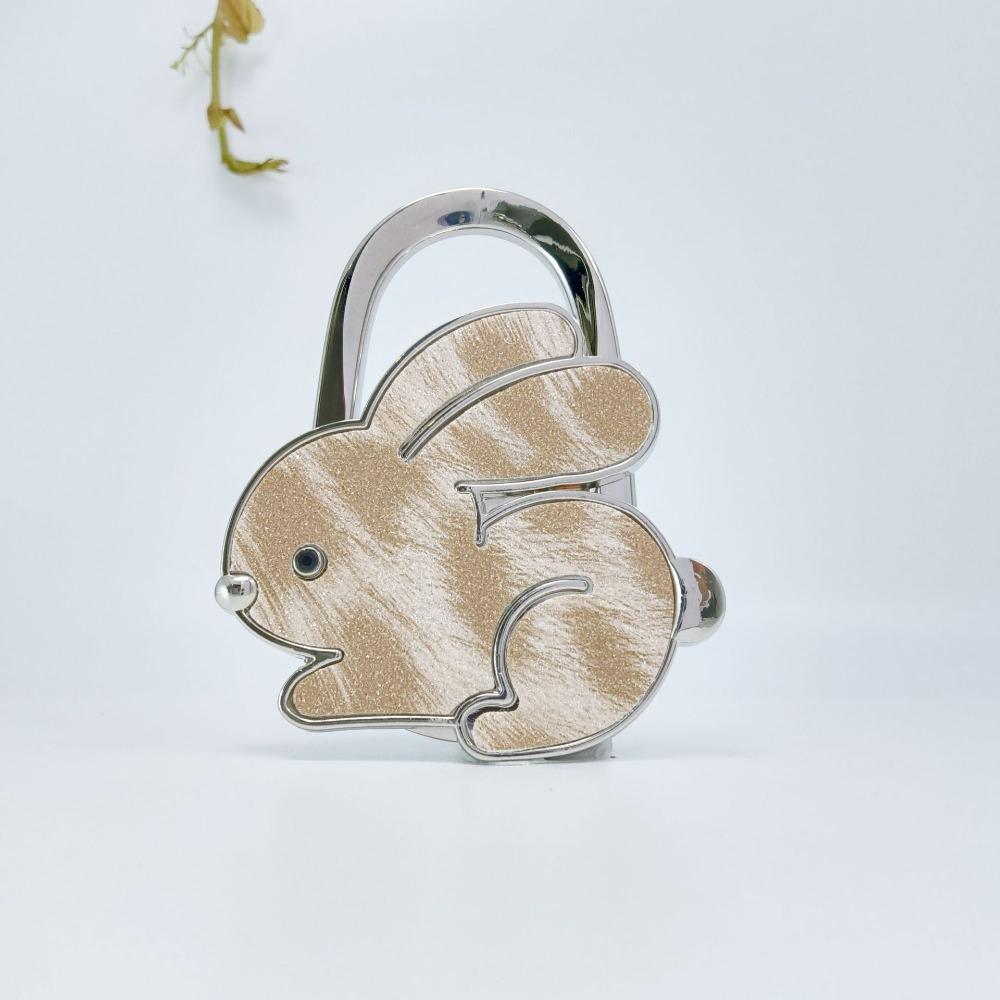 Rabbit Design Adhesive-Free Hooks Foldable Structure Cartoon Purse Hanger Portable Durable Handbag Hook for Women
