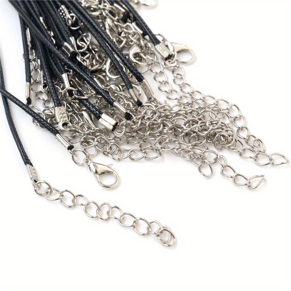 20Pcs 45cm Black Leather Braided Rope Necklaces with 5cm Extender Chain with Lobster Clasp String Cord DIY Jewelry Chains