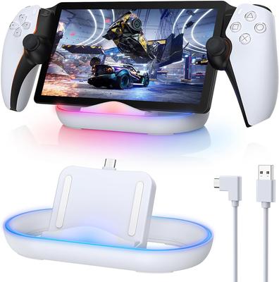 Зарядная док-станция для Playstation Portal, зарядная подставка для PS Portal с RGB-подсветкой и зарядным кабелем USB C