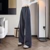 Тайчи 2025 Осень Женские плиссированные брюки с высокой талией прямого кроя для работы
