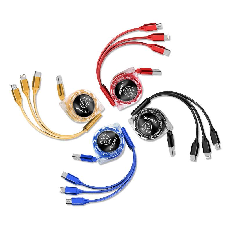 2026 Hot Car Sticker Car Internal Accessories 3 In 1 Micro Car logo Charger For Peugeot 407 508 5008 307 308 3008 206 207 208 10