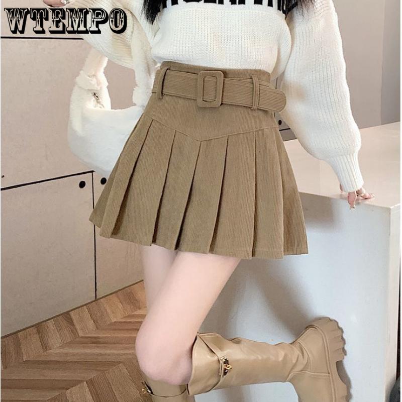 Женская дизайнерская ниша с поясом, плиссированная полуюбка трапециевидной формы, модная узкая однотонная короткая юбка с высокой талией Pure Desire Wind